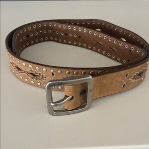 Roper belt leather CUTOUTS studded 1.5” western NWOT
